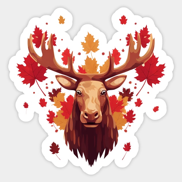 Moose with Maple leafs Canada Sticker by logiamerch